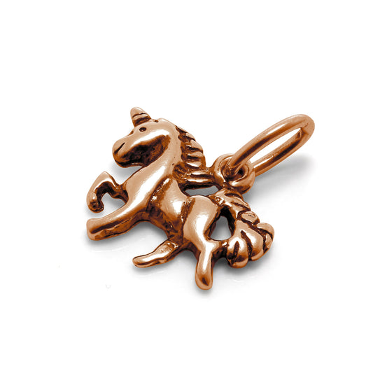 Petite breloque licorne en argent sterling plaqué or rose