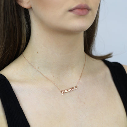 Collier princesse en argent sterling plaqué or rose 40 cm
