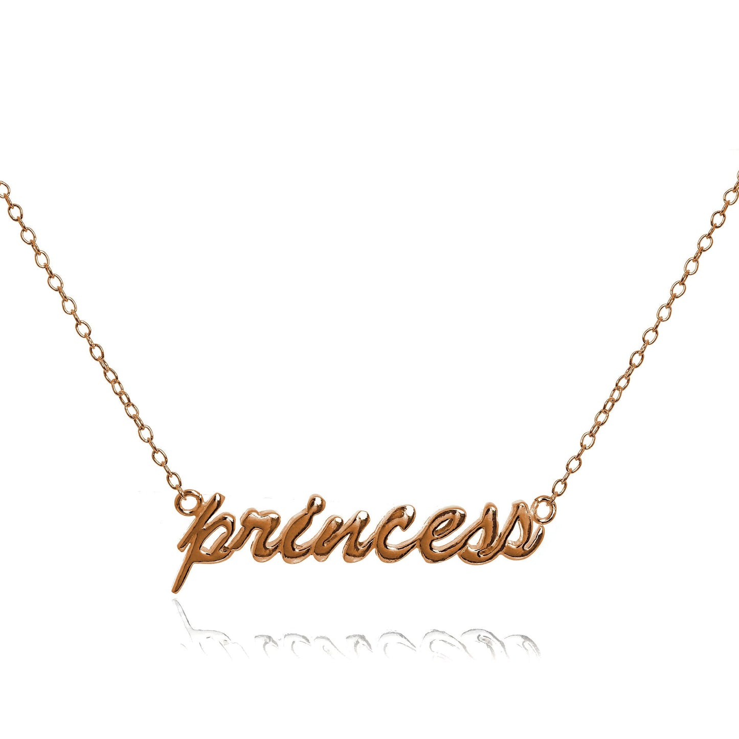 Collier princesse en argent sterling plaqué or rose 40 cm