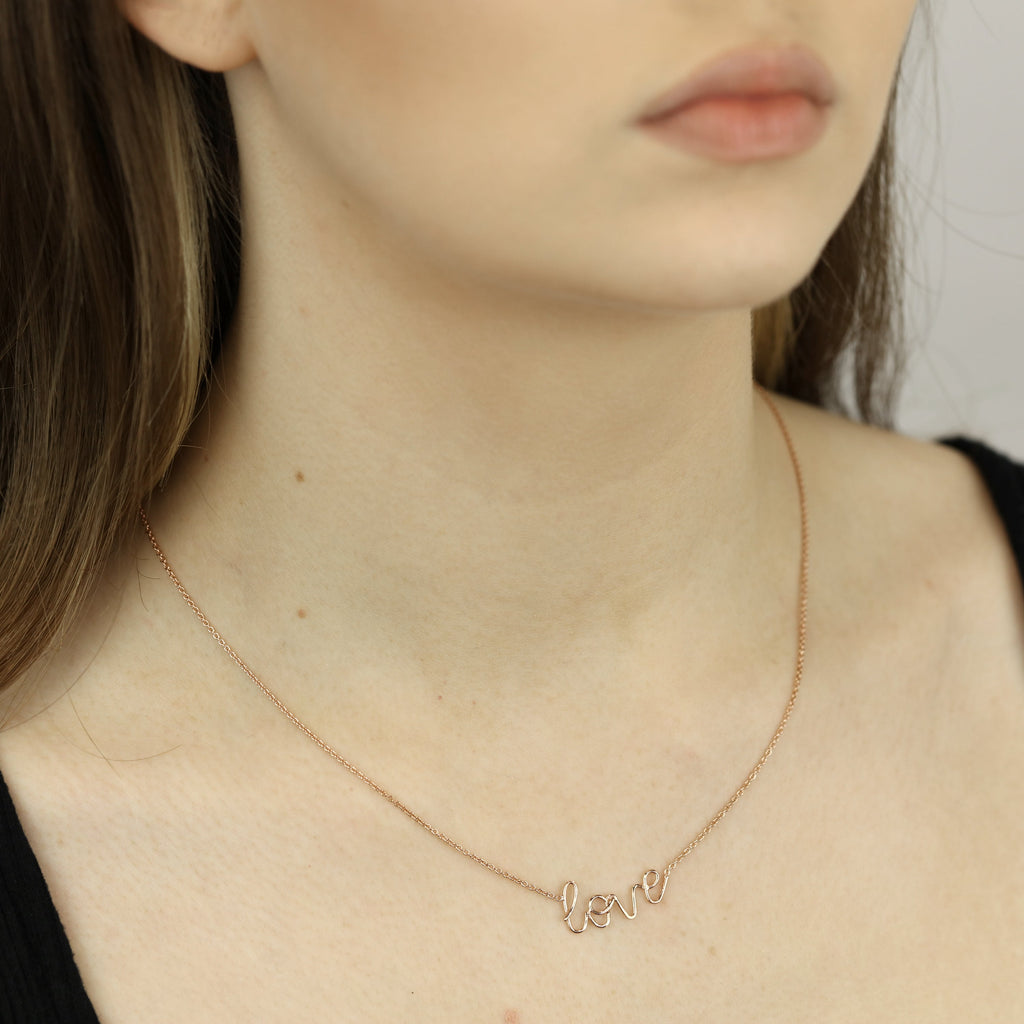 Collier Love en argent sterling plaqué or rose 40,6 cm + 5,1 cm