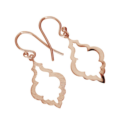 Boucles d'oreilles pendantes en argent sterling plaqué or rose en forme de coquillage ouvert