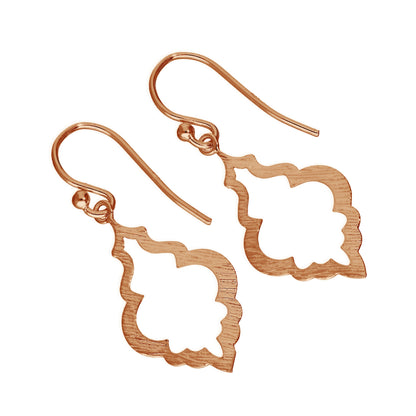 Boucles d'oreilles pendantes en argent sterling plaqué or rose en forme de coquillage ouvert