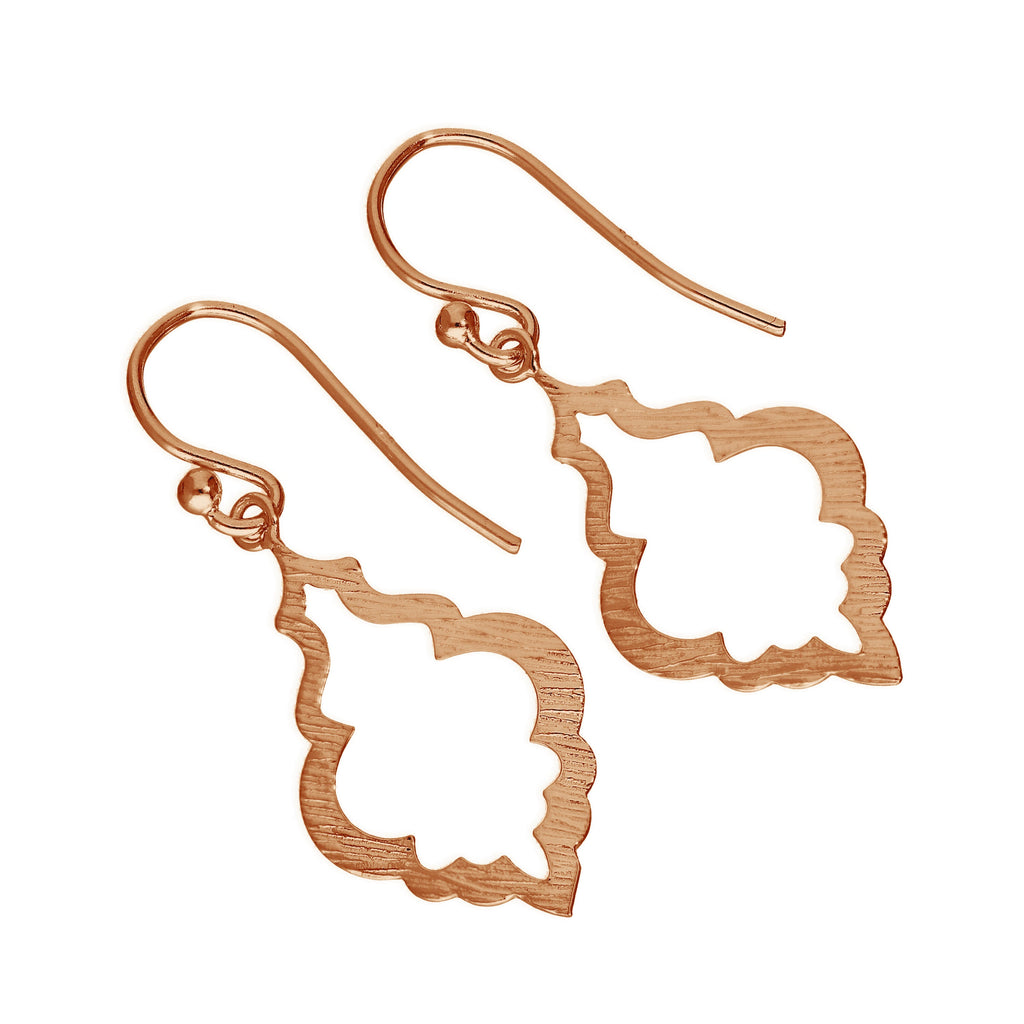 Boucles d'oreilles pendantes en argent sterling plaqué or rose en forme de coquillage ouvert