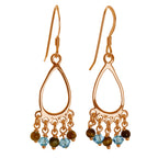 Boucles d'oreilles chandelier en argent sterling plaqué or rose et œil de tigre
