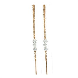 Boucles d'oreilles à enfiler en argent sterling plaqué or rose avec triple zircone cubique