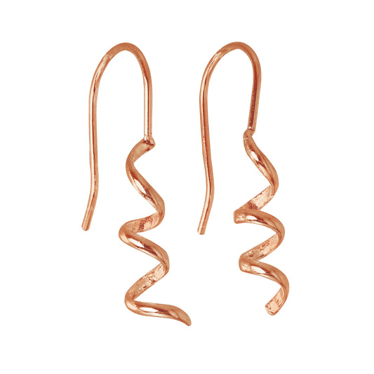 Boucles d'oreilles pendantes tire-bouchon en argent sterling plaqué or rose