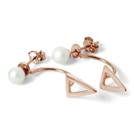 Boucles d'oreilles en argent sterling plaqué or rose avec perles
