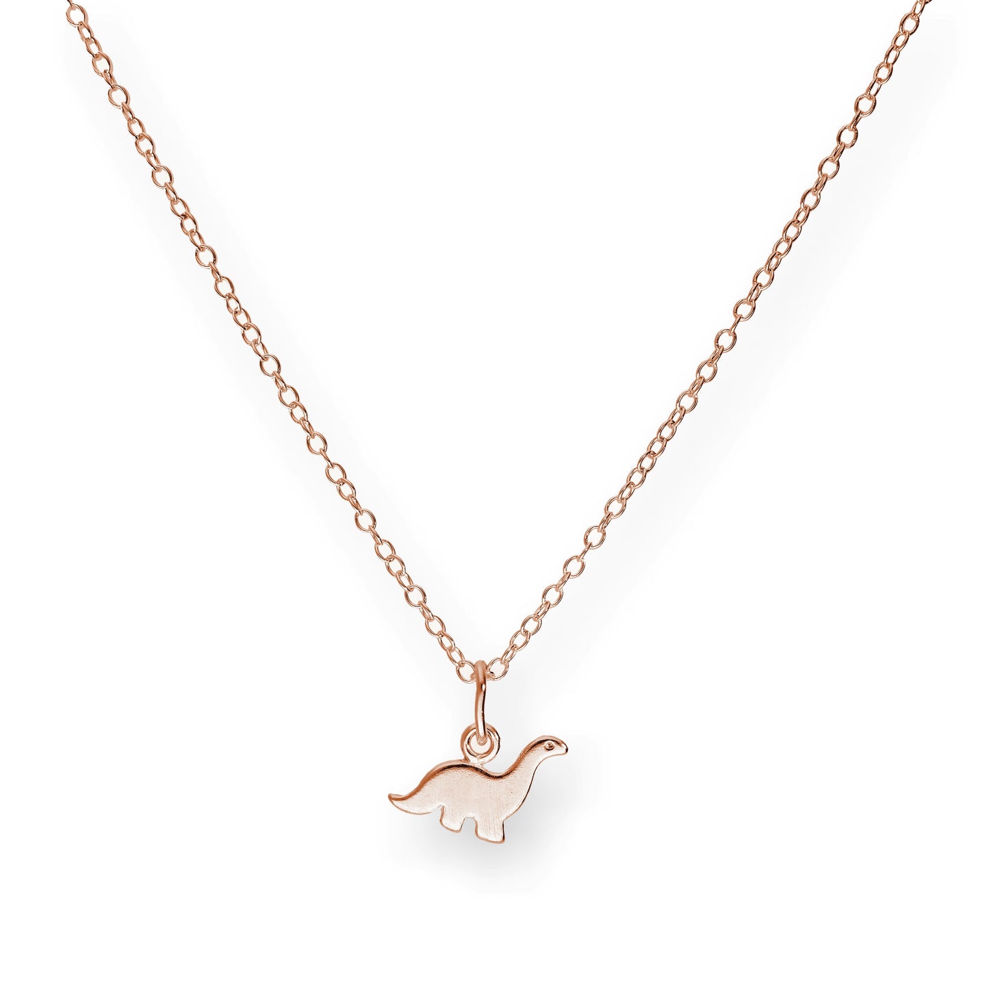 Collier dinosaure en argent sterling plaqué or rose 18