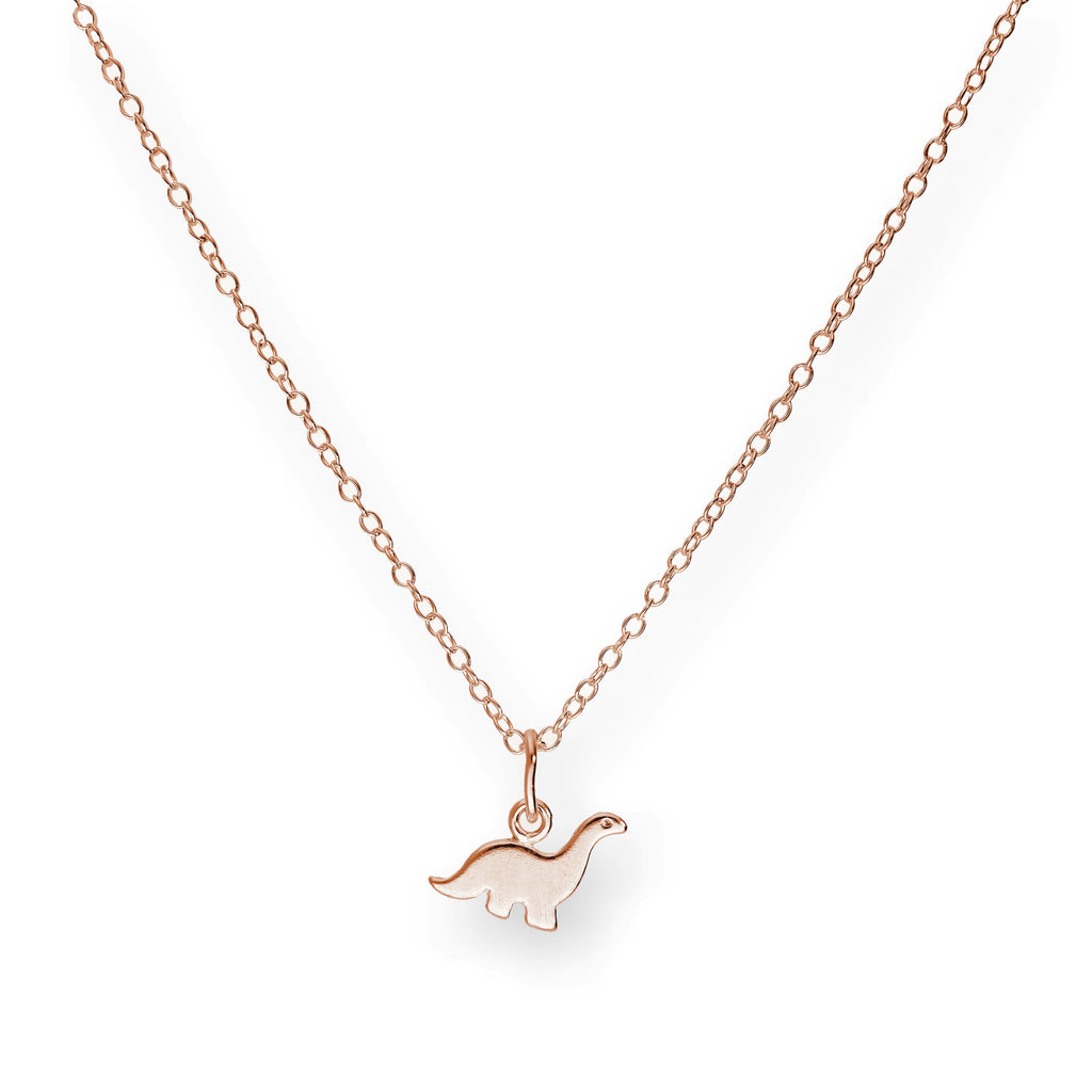 Collier dinosaure en argent sterling plaqué or rose 18