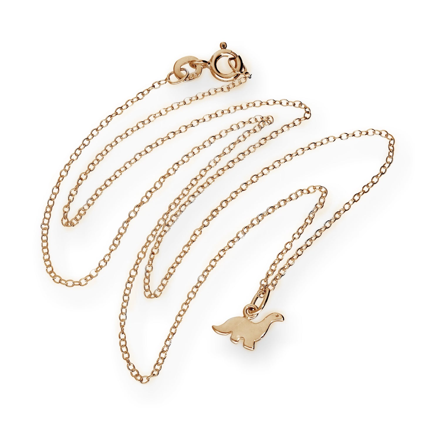 Collier dinosaure en argent sterling plaqué or rose 18