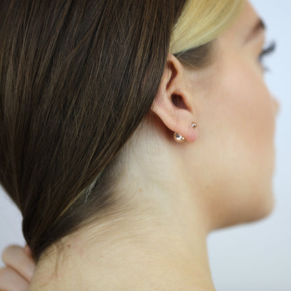 Boucles d'oreilles à double boule en argent sterling plaqué or rose