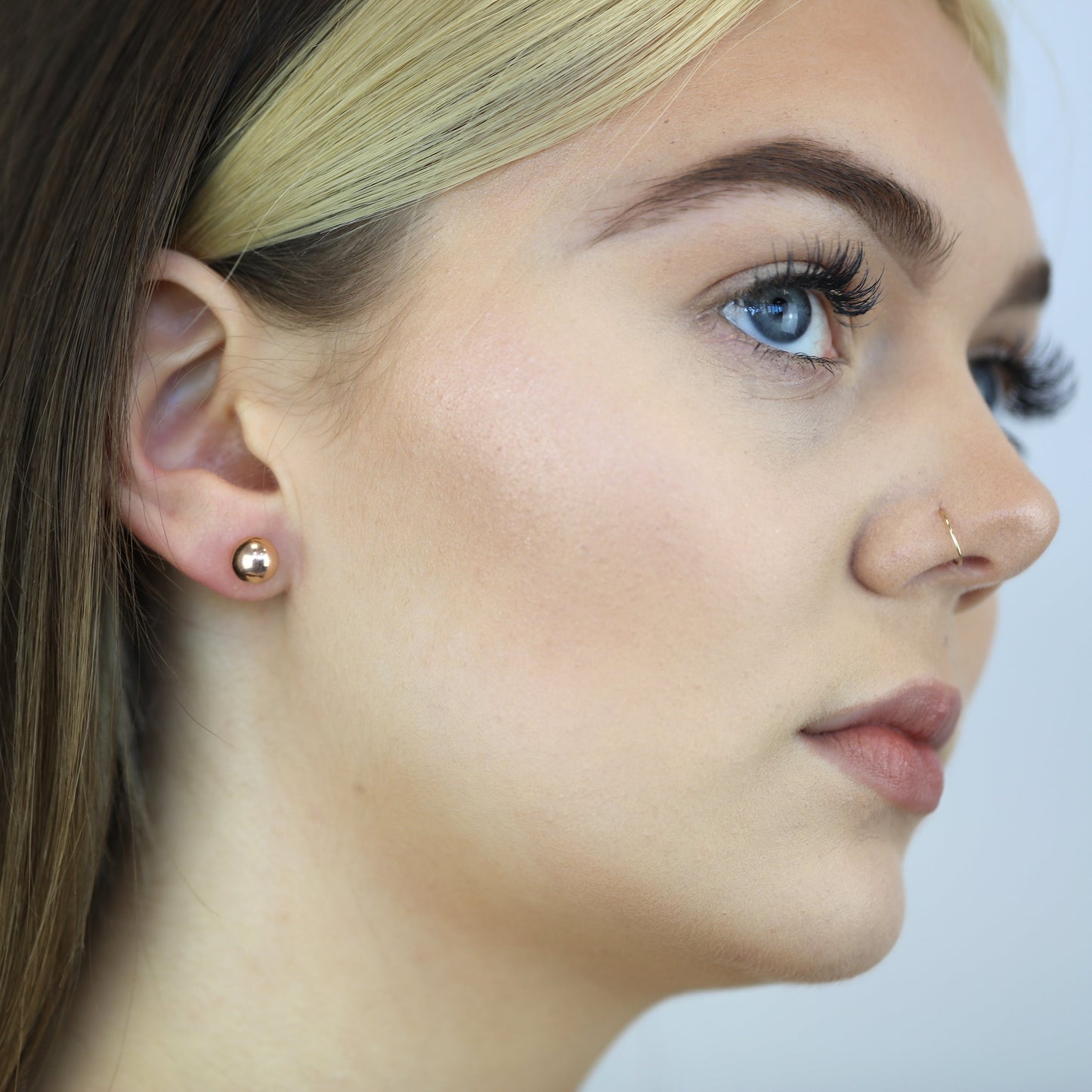Boucles d'oreilles à double boule en argent sterling plaqué or rose