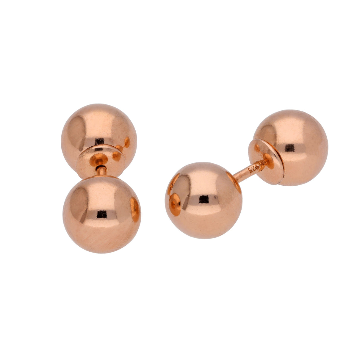 Boucles d'oreilles à tige double face en argent sterling plaqué or rose de 8 mm