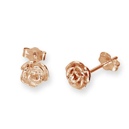 Boucles d'oreilles à tige en argent sterling plaqué or rose et bouton de rose