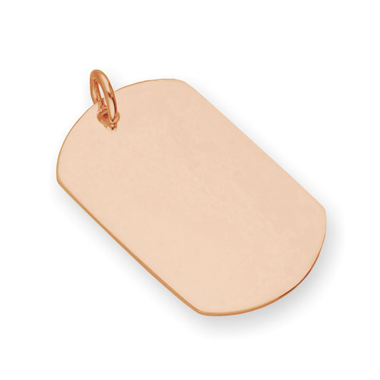 Breloque en argent sterling plaqué or rose avec grande plaque d'identité militaire