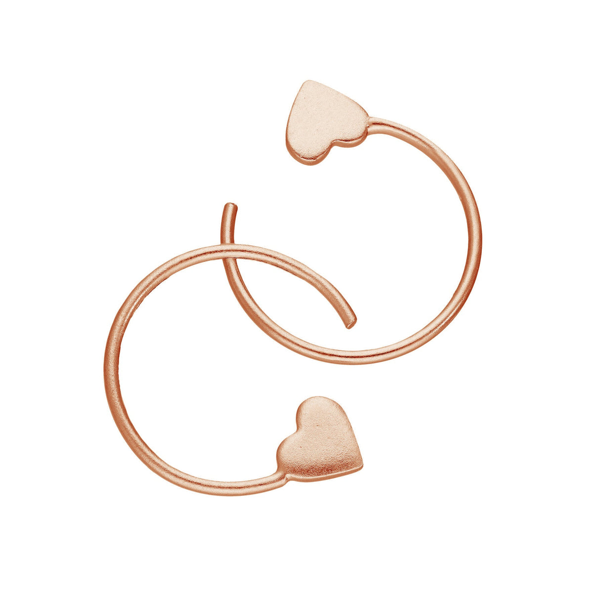 Boucles d'oreilles en argent sterling plaqué or rose en forme de cœur