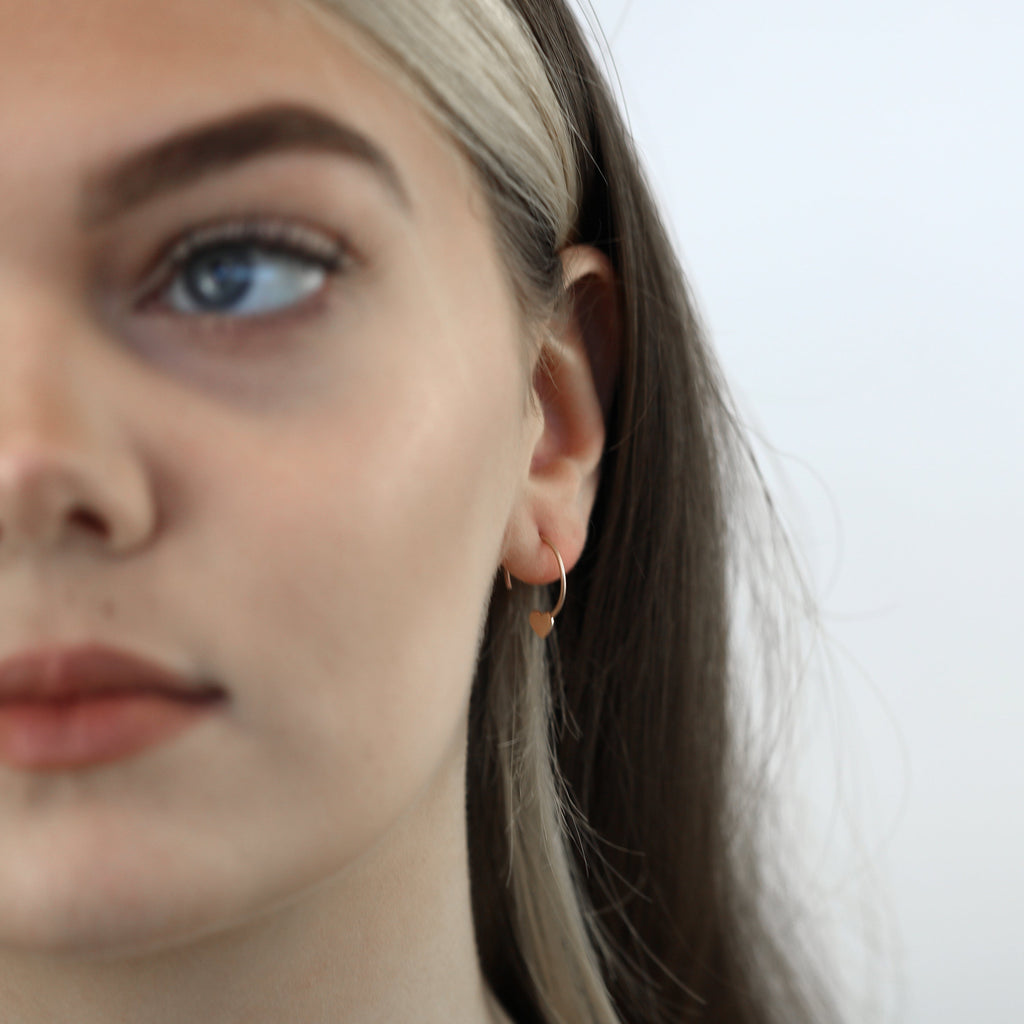 Boucles d'oreilles en argent sterling plaqué or rose en forme de cœur