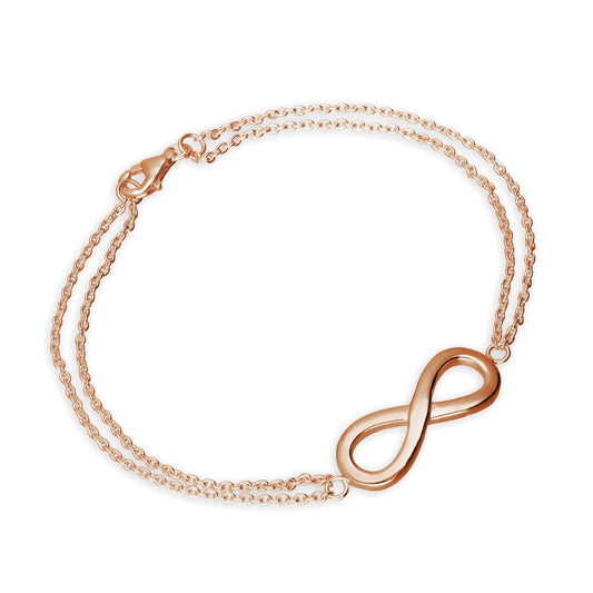 Grand bracelet infini en argent sterling plaqué or rose 7,5"