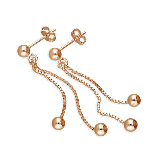 Boucles d'oreilles pendantes en argent sterling plaqué or rose