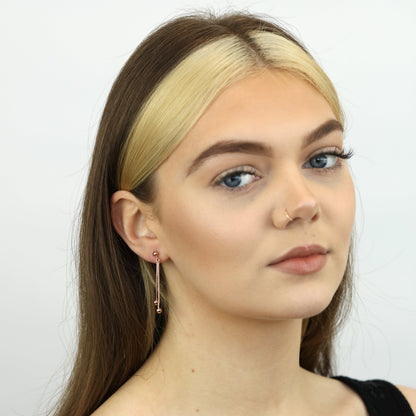 Boucles d'oreilles pendantes en argent sterling plaqué or rose
