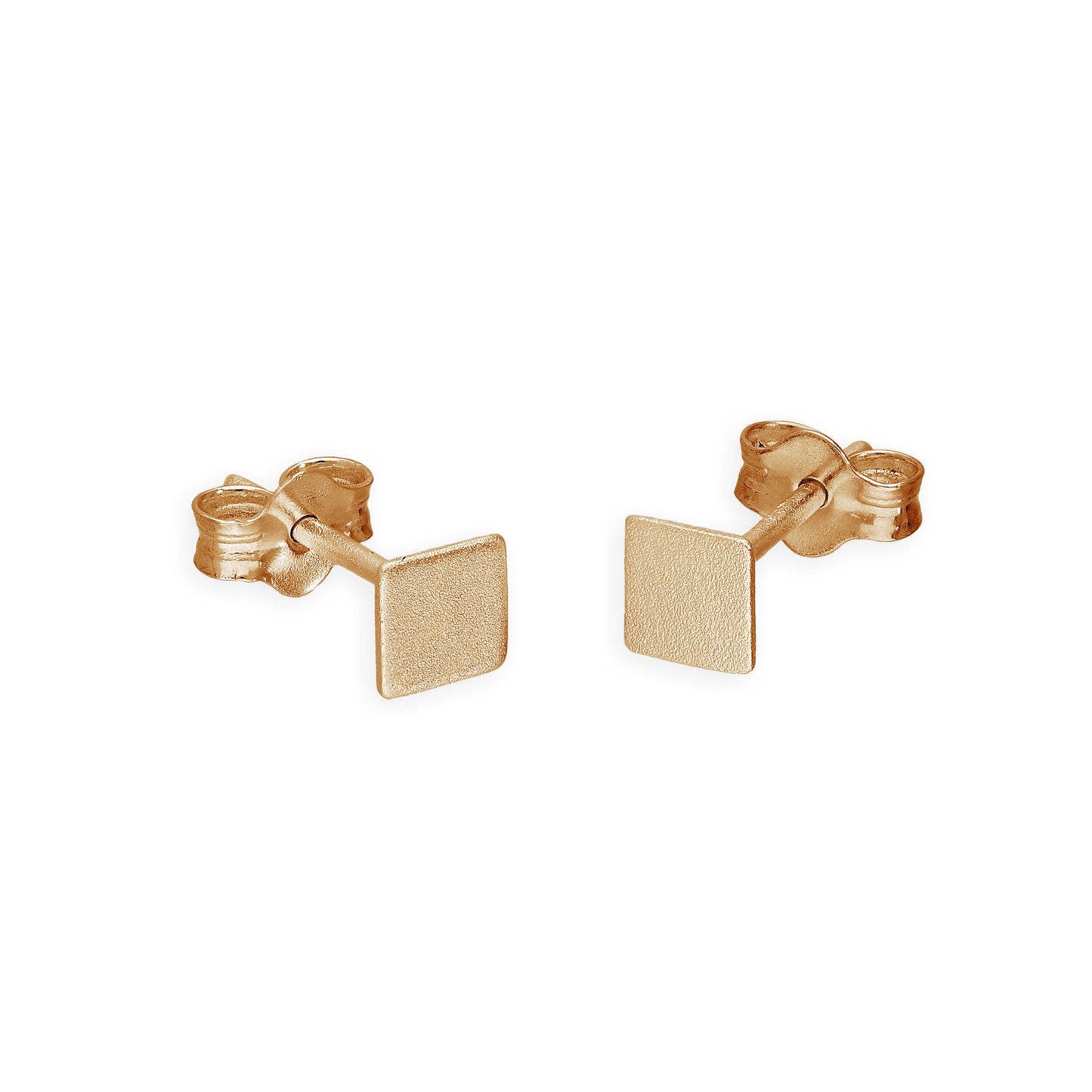 Boucles d'oreilles à tige carrées en argent sterling plaqué or rose de 4 mm