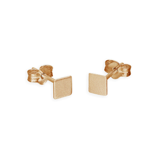 Boucles d'oreilles à tige carrées en argent sterling plaqué or rose de 4 mm