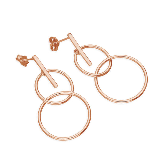 Boucles d'oreilles pendantes Infinity en argent sterling plaqué or rose