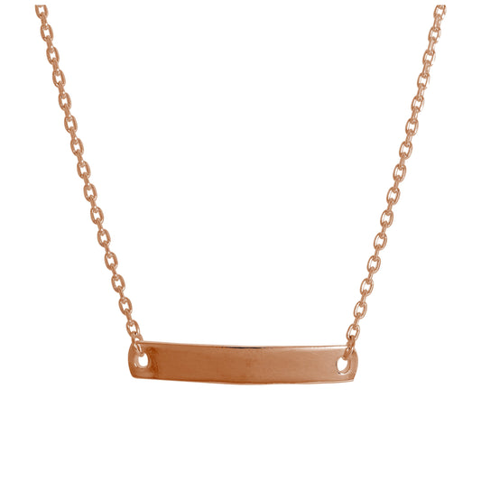 Collier avec plaque d'identification en argent sterling plaqué or rose 16 pouces