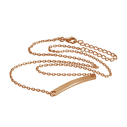 Collier avec plaque d'identification en argent sterling plaqué or rose 16 pouces