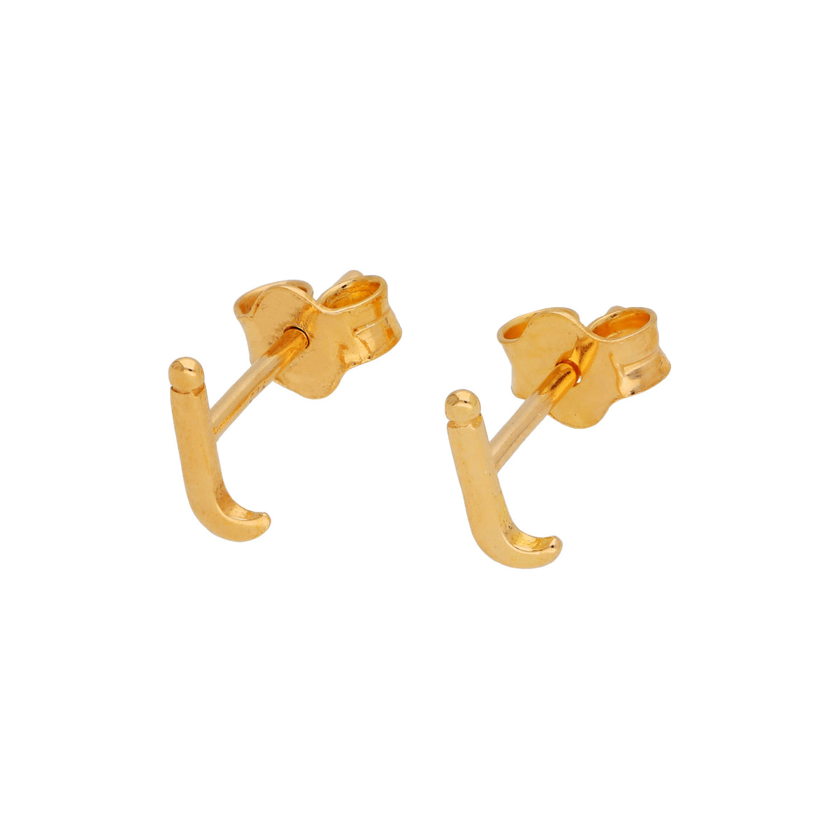 Boucles d'oreilles à tige en argent sterling plaqué or jaune avec lettres de l'alphabet