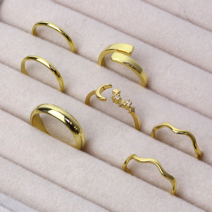 Bague d'orteil en argent sterling plaqué or avec bande ondulée