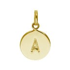 Breloque ronde en argent sterling plaqué or avec lettre AZ gravable