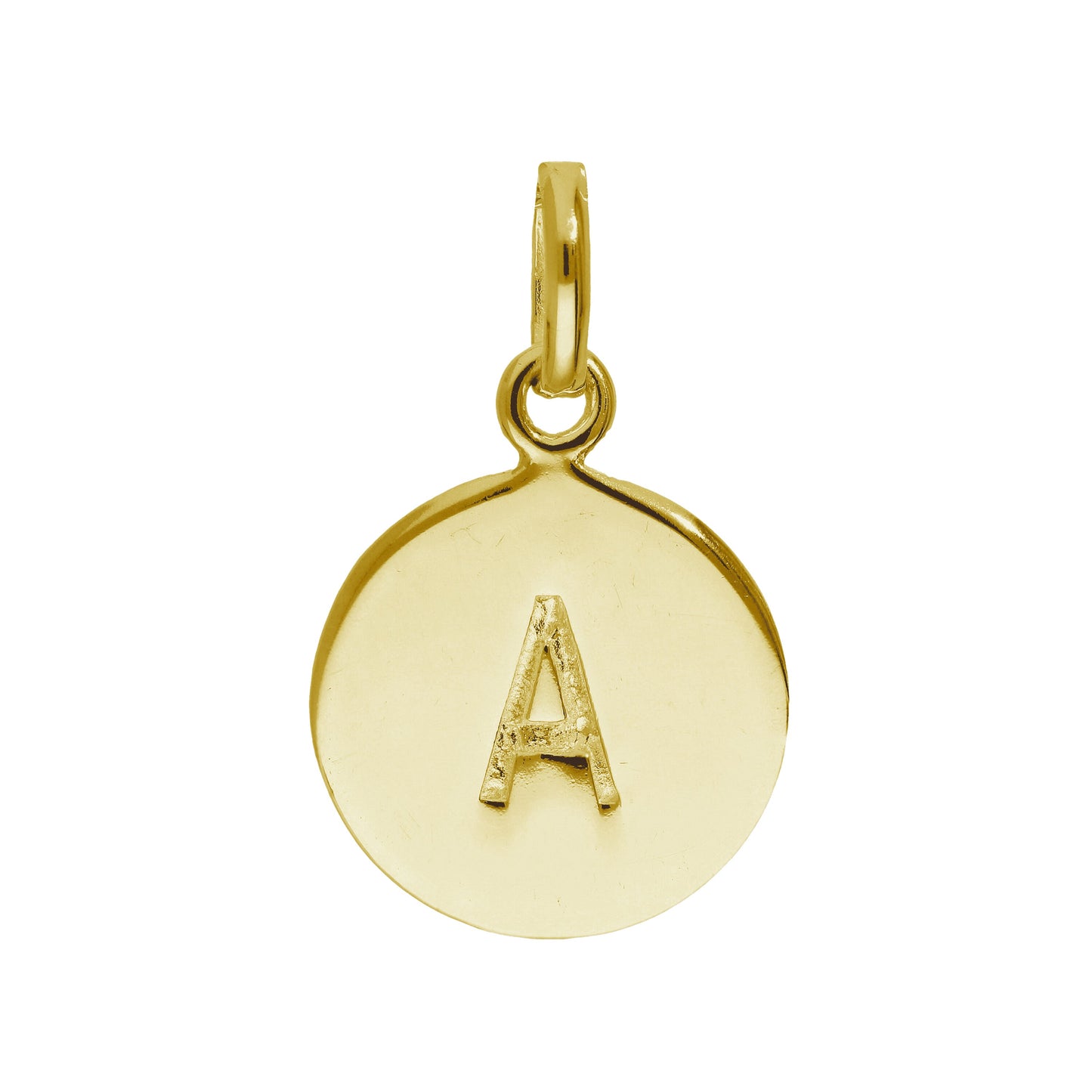 Breloque ronde en argent sterling plaqué or avec lettre AZ gravable