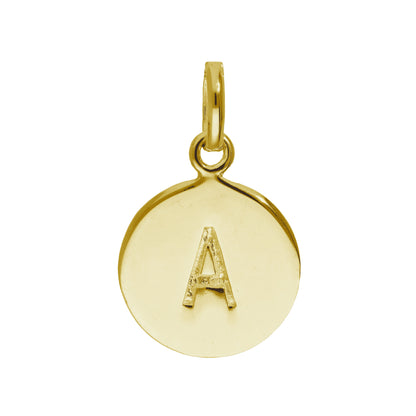 Breloque ronde en argent sterling plaqué or avec lettre AZ gravable