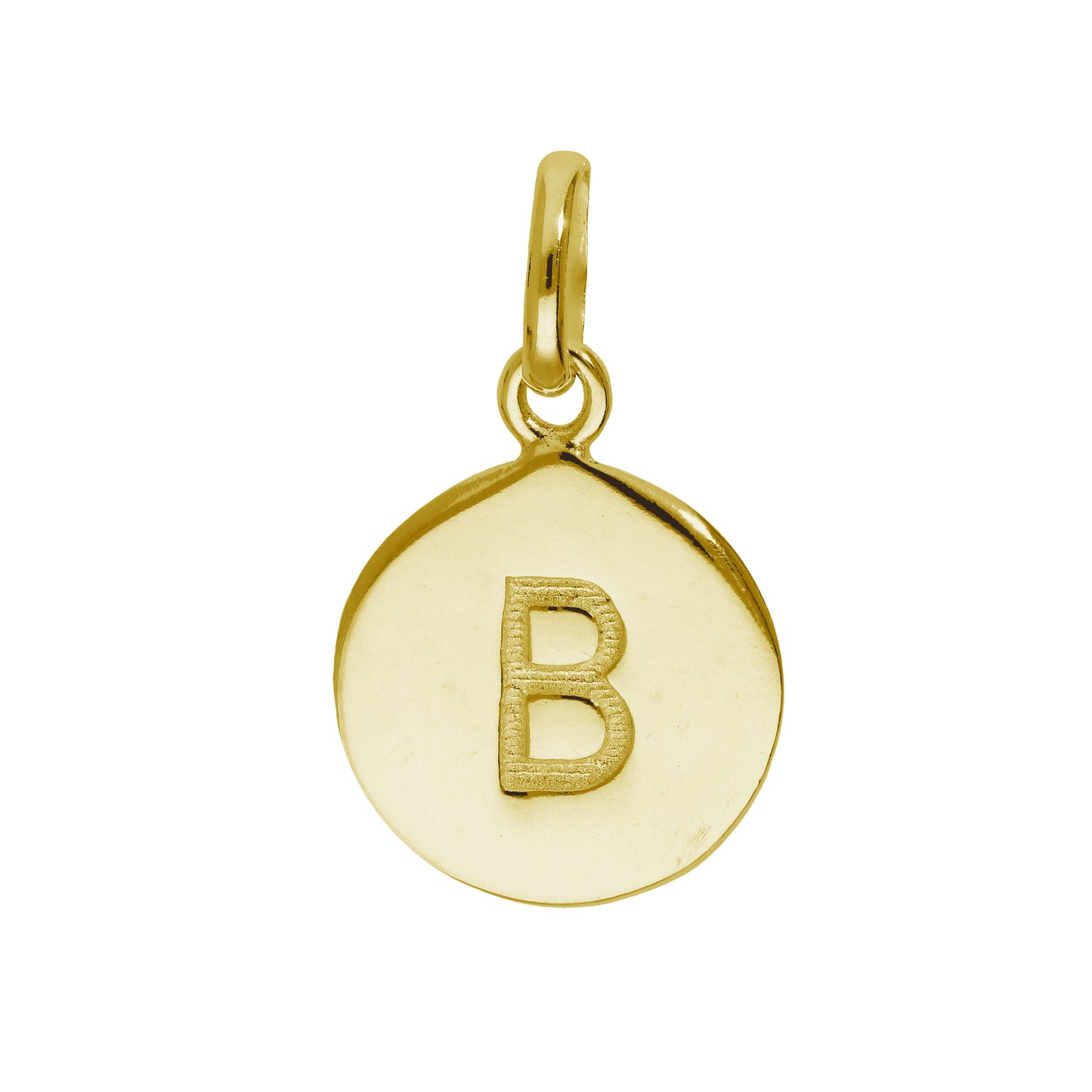 Breloque ronde en argent sterling plaqué or avec lettre AZ gravable