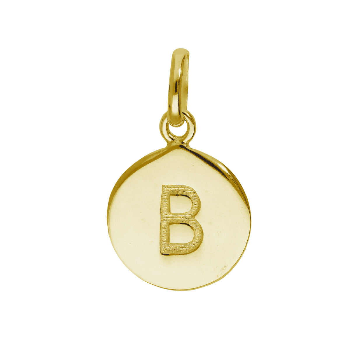 Breloque ronde en argent sterling plaqué or avec lettre AZ gravable