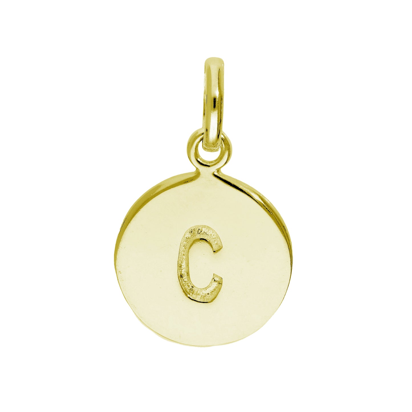 Breloque ronde en argent sterling plaqué or avec lettre AZ gravable