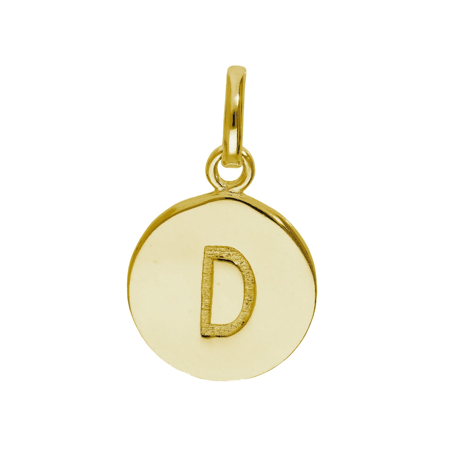 Breloque ronde en argent sterling plaqué or avec lettre AZ gravable