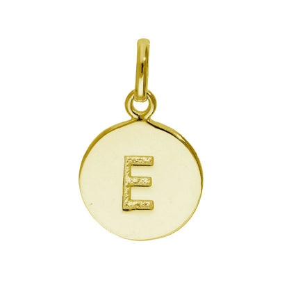 Breloque ronde en argent sterling plaqué or avec lettre AZ gravable