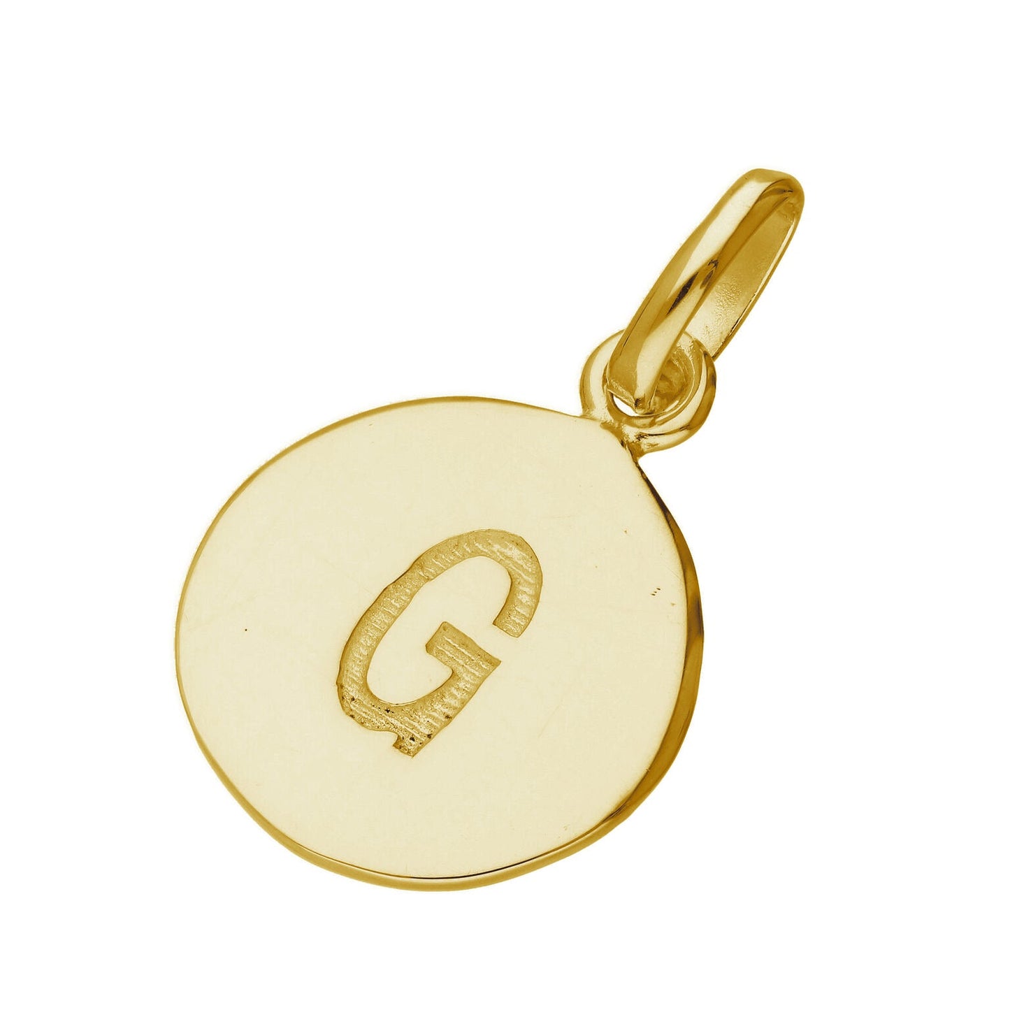 Breloque ronde en argent sterling plaqué or avec lettre AZ gravable