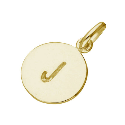Breloque ronde en argent sterling plaqué or avec lettre AZ gravable