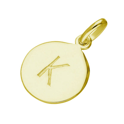 Breloque ronde en argent sterling plaqué or avec lettre AZ gravable