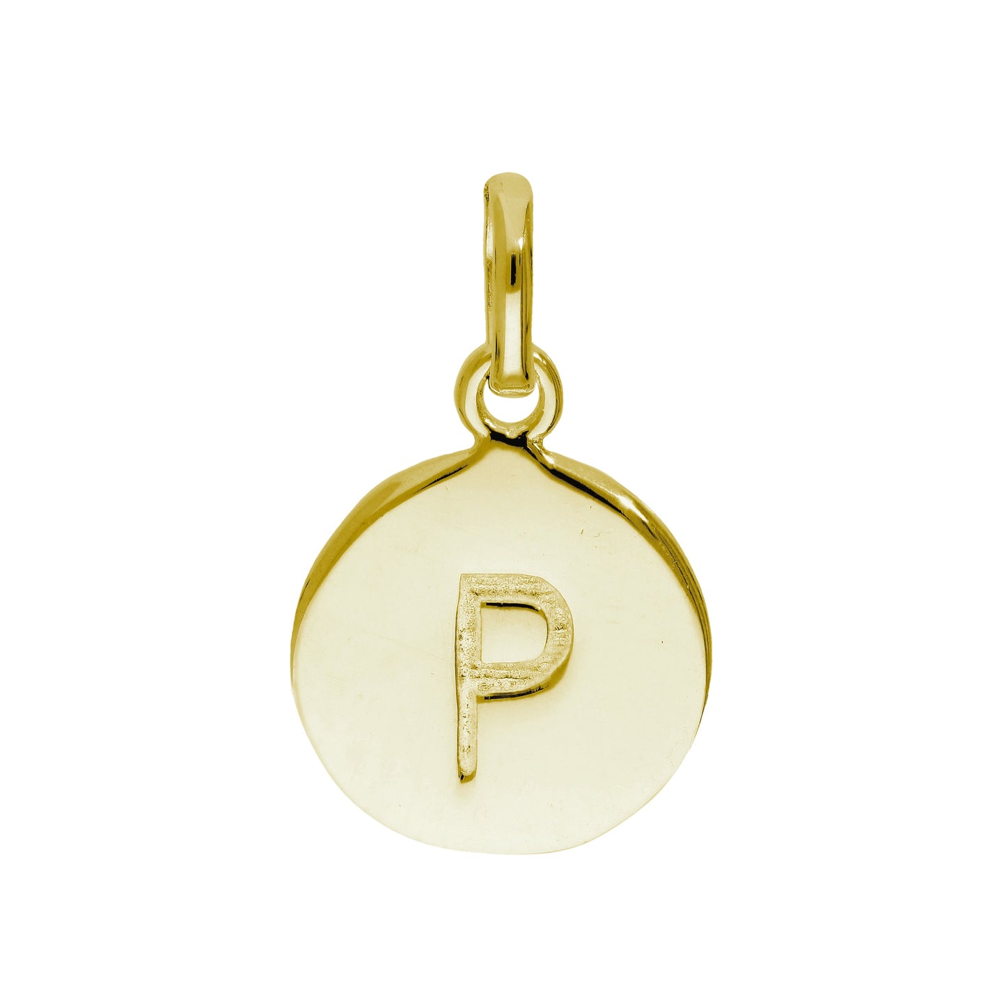 Breloque ronde en argent sterling plaqué or avec lettre AZ gravable