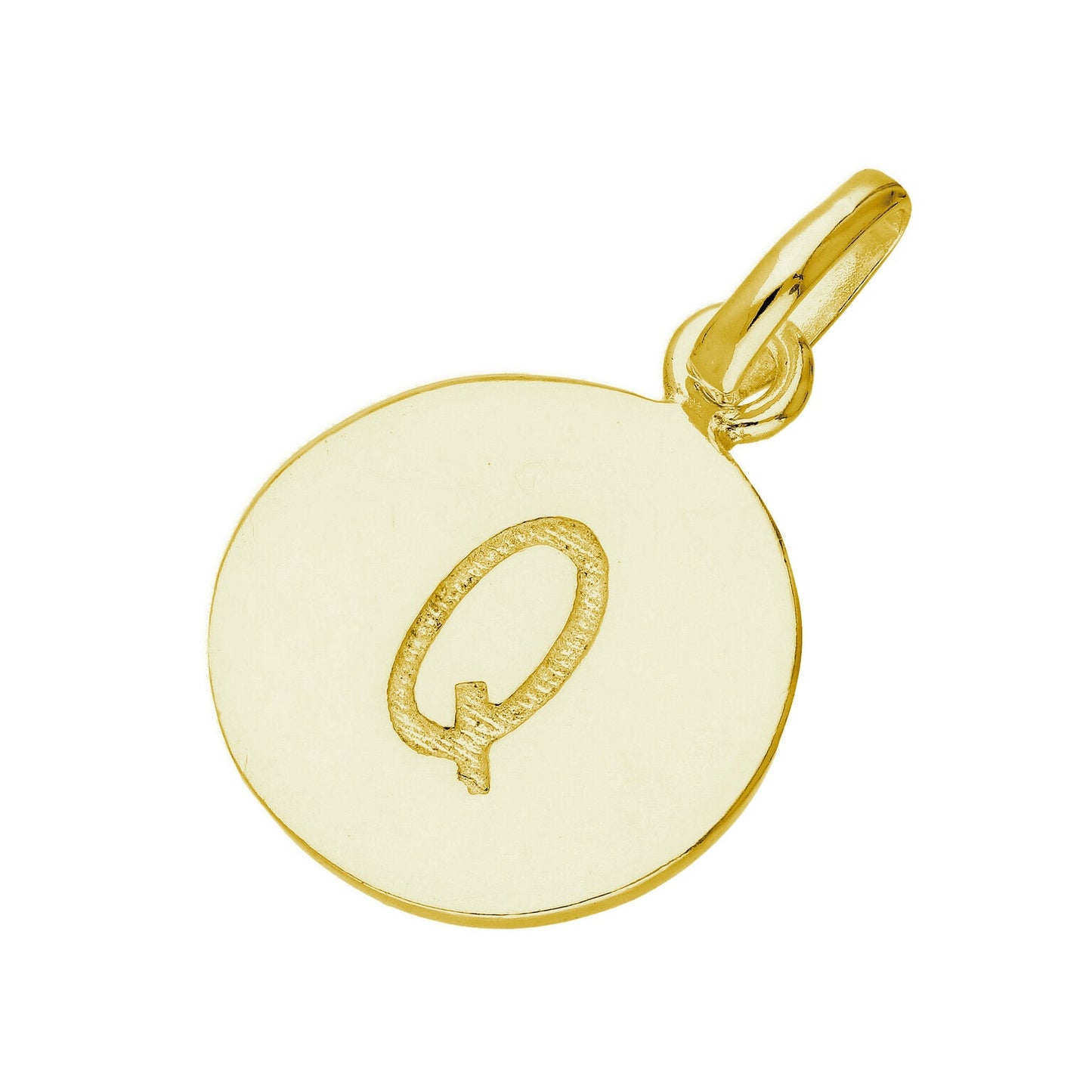 Breloque ronde en argent sterling plaqué or avec lettre AZ gravable