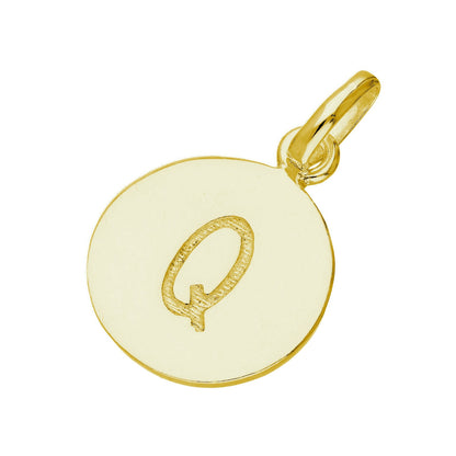 Breloque ronde en argent sterling plaqué or avec lettre AZ gravable