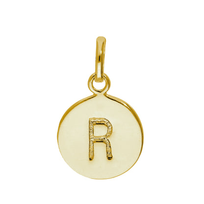 Breloque ronde en argent sterling plaqué or avec lettre AZ gravable