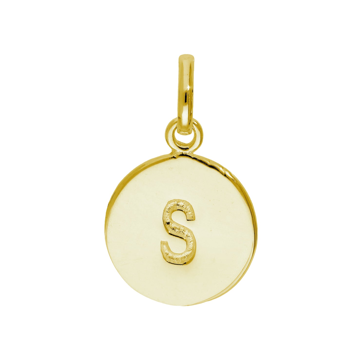 Breloque ronde en argent sterling plaqué or avec lettre AZ gravable