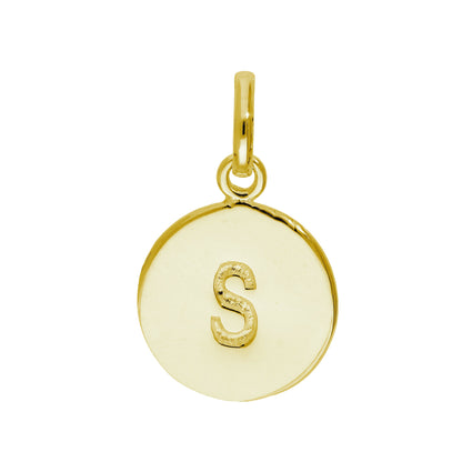 Breloque ronde en argent sterling plaqué or avec lettre AZ gravable