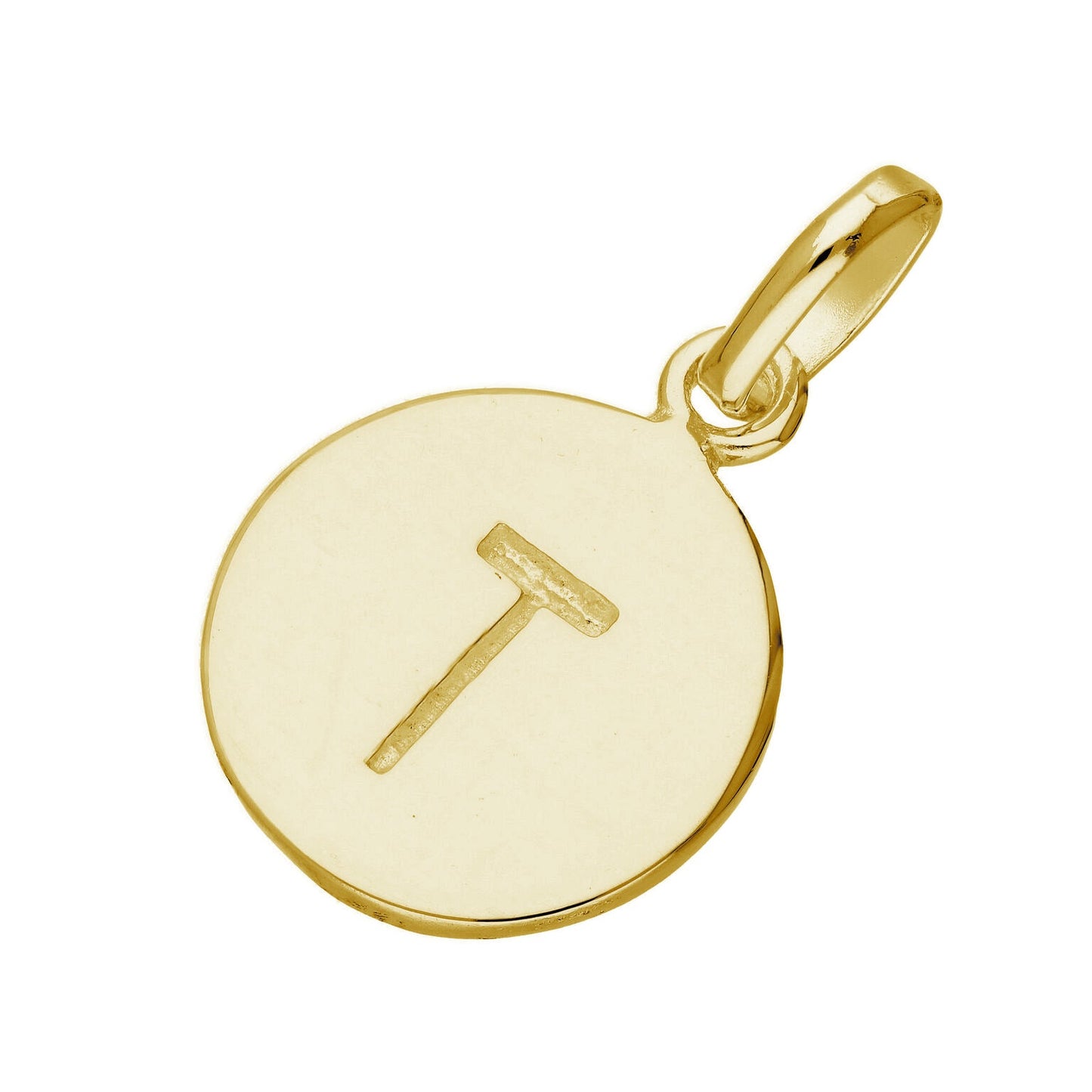 Breloque ronde en argent sterling plaqué or avec lettre AZ gravable