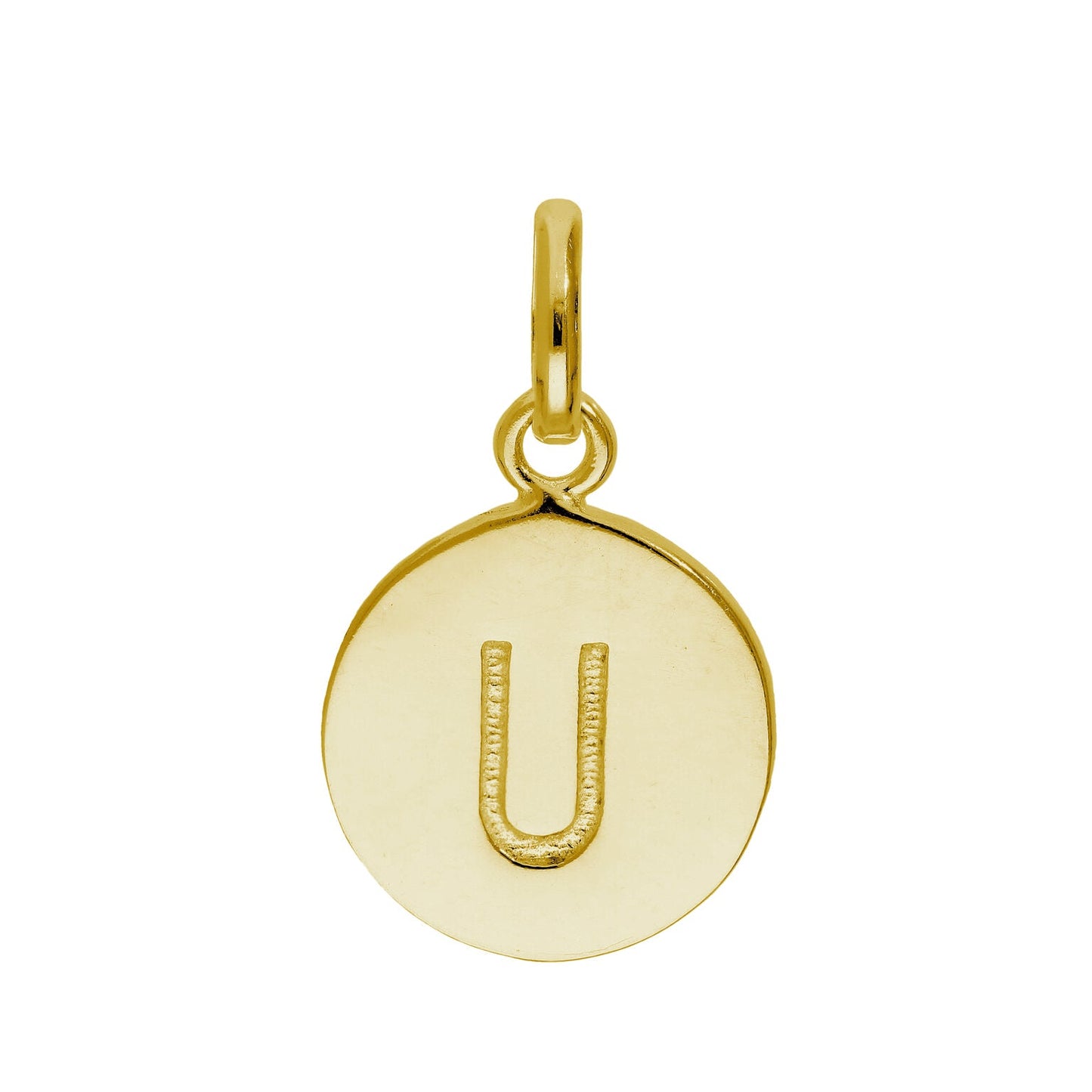 Breloque ronde en argent sterling plaqué or avec lettre AZ gravable